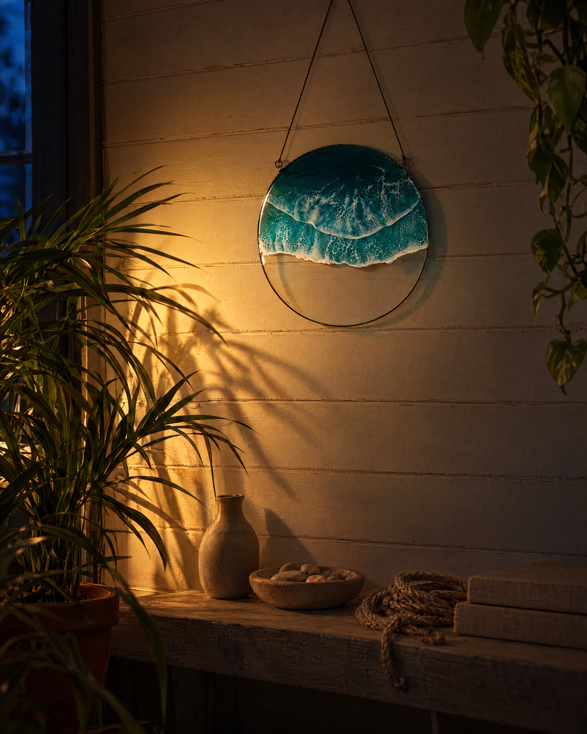 Unda Shoreline ocean wave panel on a cream panelled wall