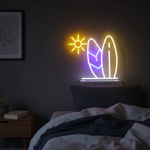 Surf Boards & Sun Neon Sign — LED Wall Light | Neon Decor