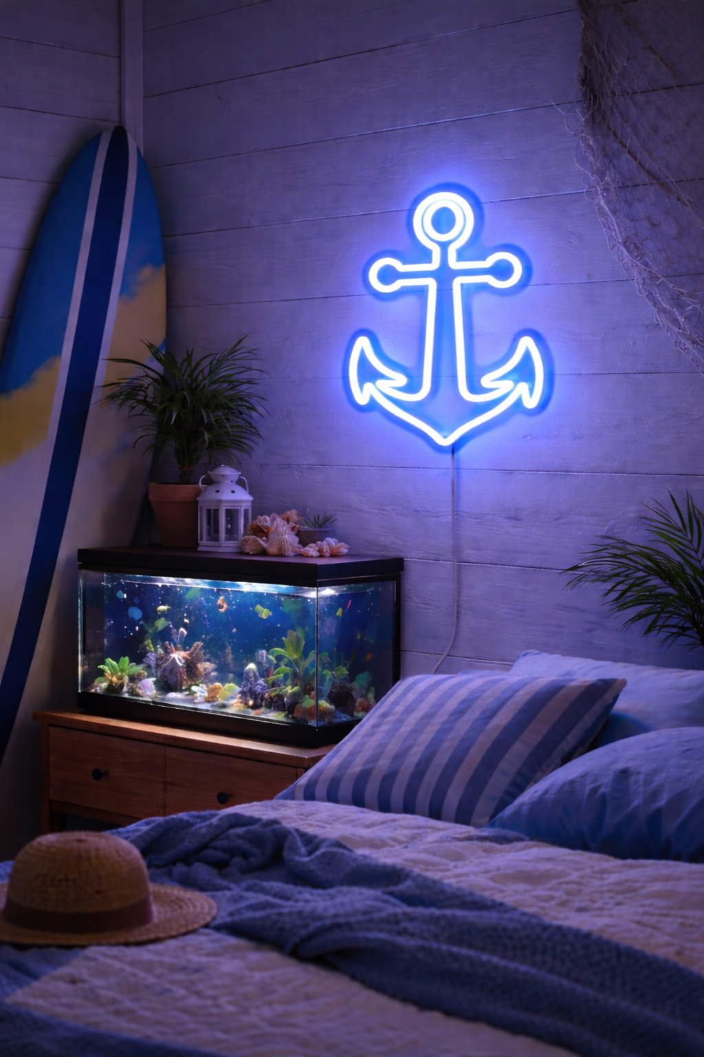 Anchor Neon Sign — LED Wall Light | Blue Neon Decor