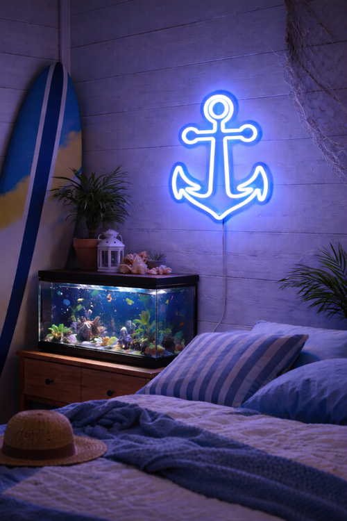 Anchor Neon Sign — LED Wall Light | Blue Neon Decor