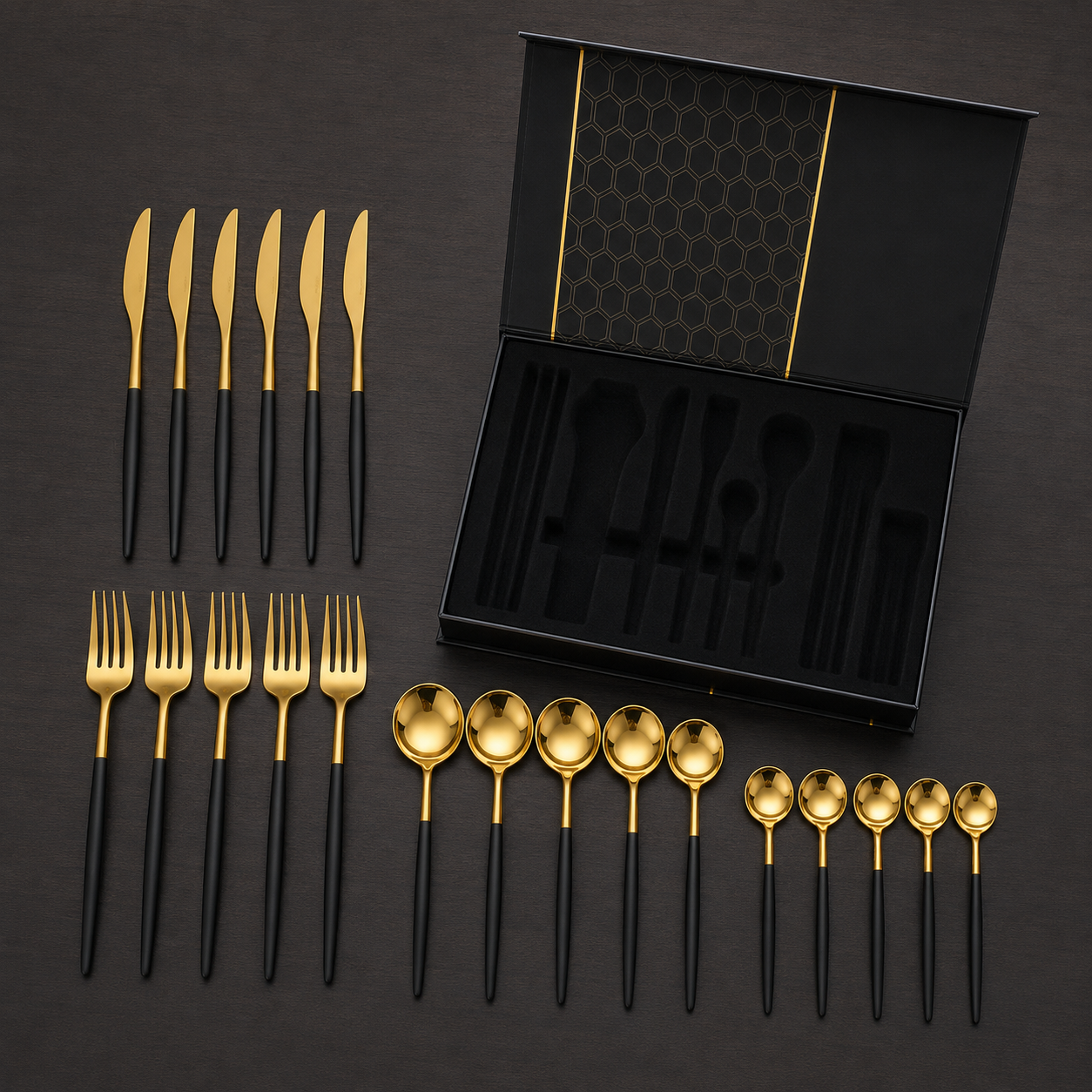 24-Piece Gold Cutlery Gift Set