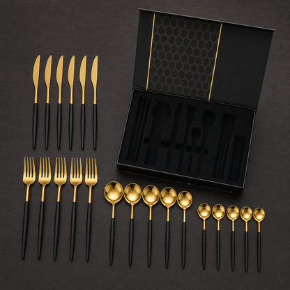24-Piece Gold Cutlery Gift Set
