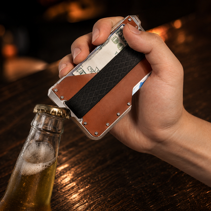Leather RFID Card & Money Holder With Bottle Opener