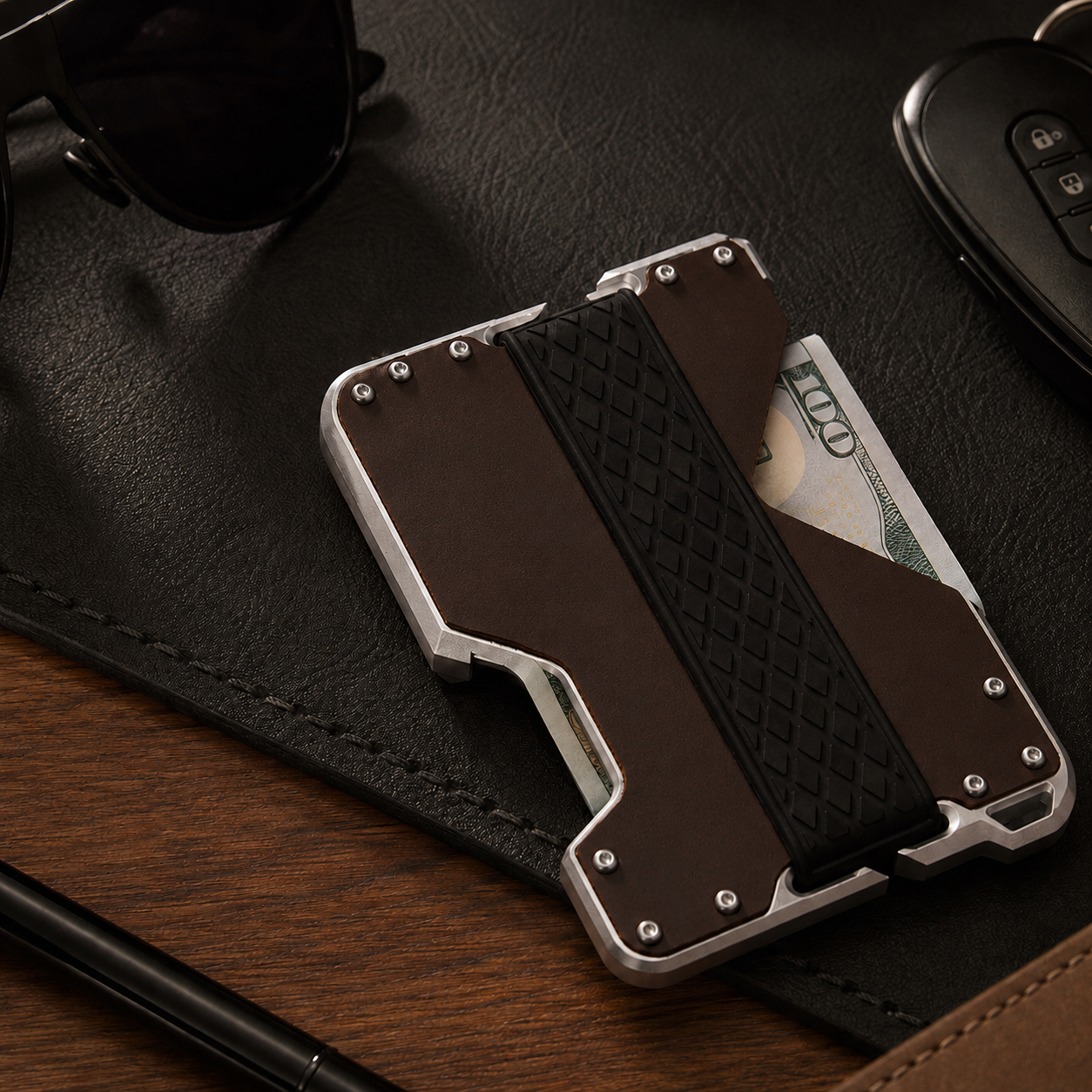 Leather RFID Card & Money Holder With Bottle Opener