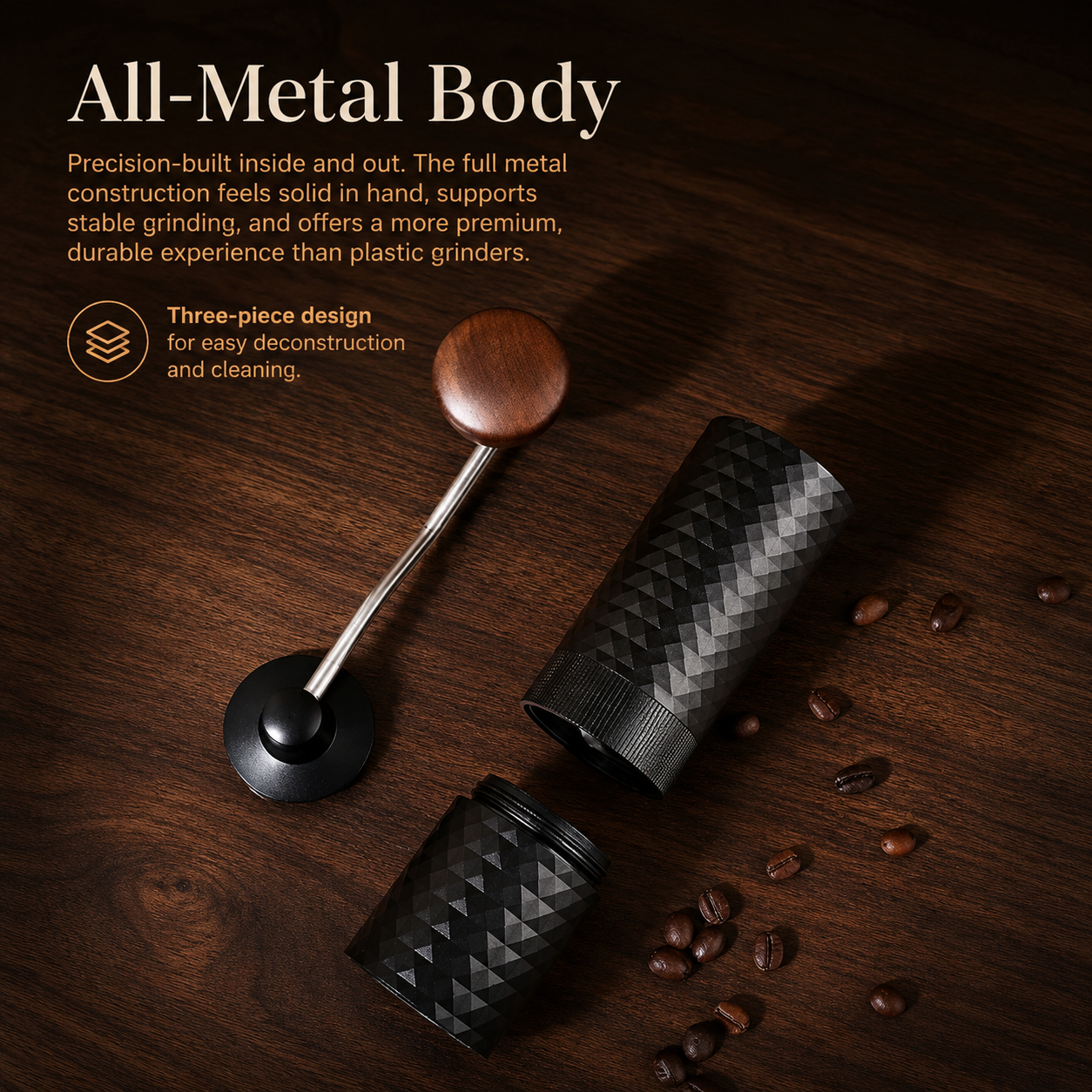 Precision Manual Coffee Grinder with Stainless Steel Core