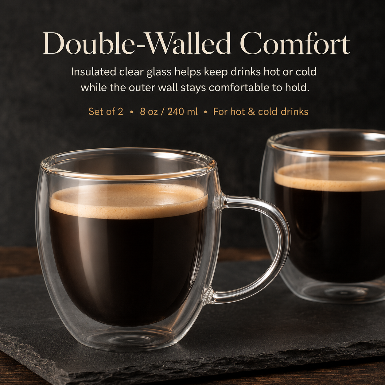 2-Piece Double-Wall Glass Coffee Cup Set