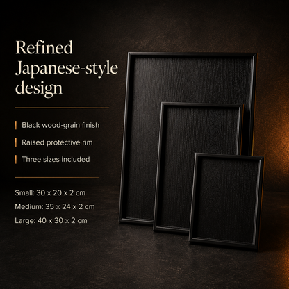 Japanese-Style Black Wood Serving Trays