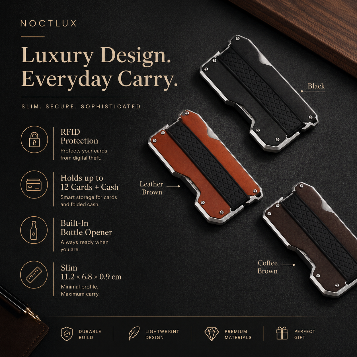 Leather RFID Card & Money Holder With Bottle Opener