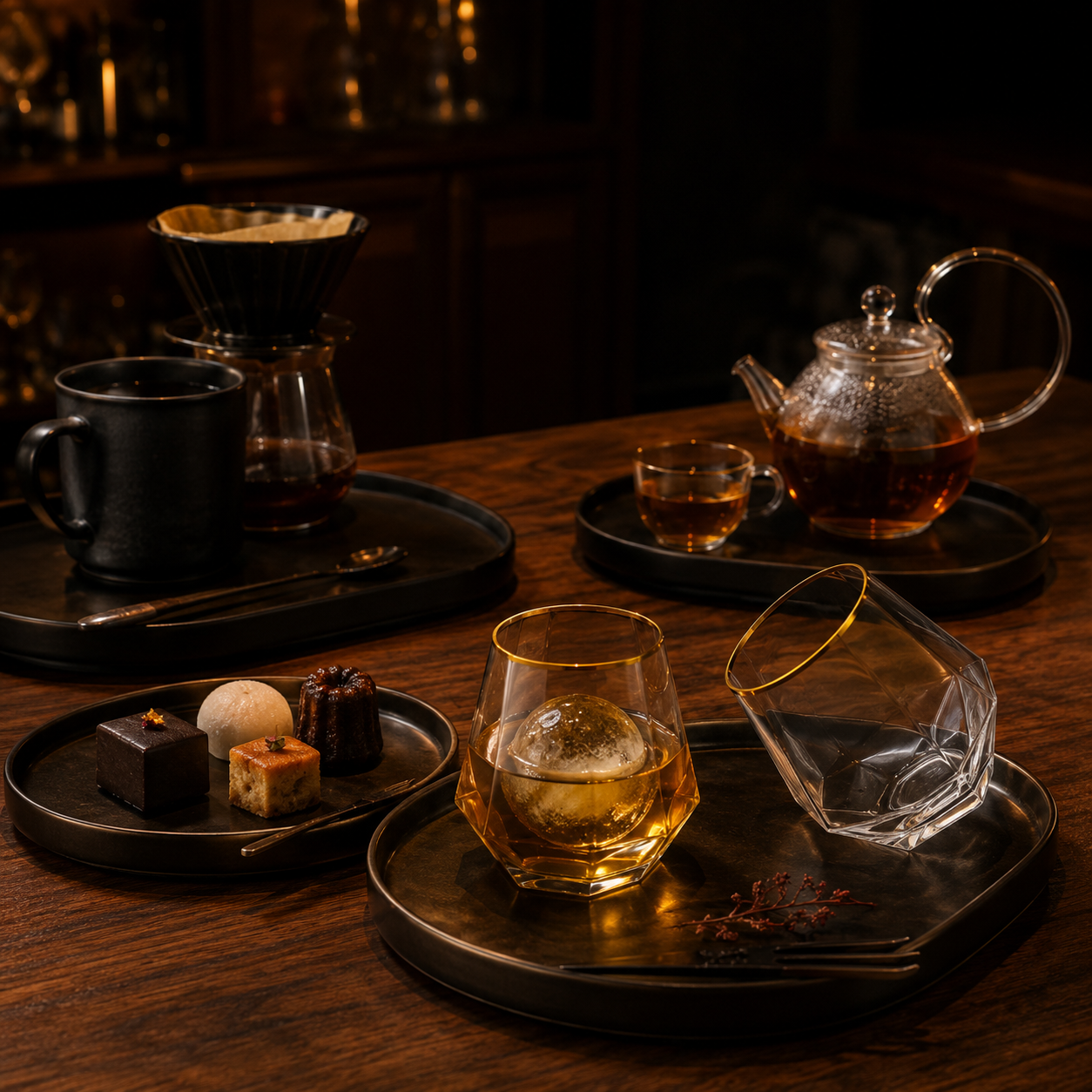 Gold-Rim Diamond Whiskey Glass Set